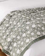 Audrey Sage Block Print Quilt