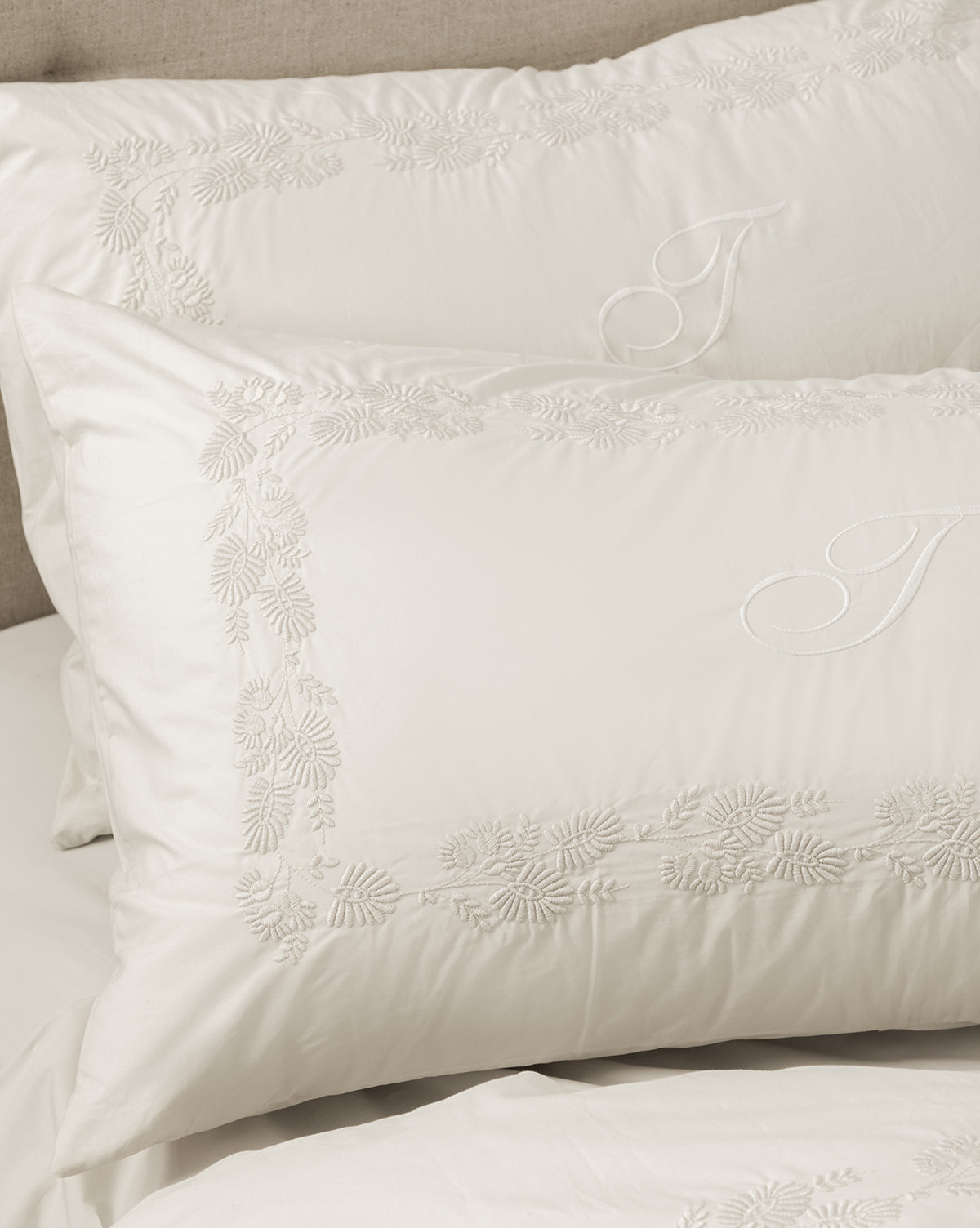 Bianca Organic Percale Embroidered Shams (Set of 2)