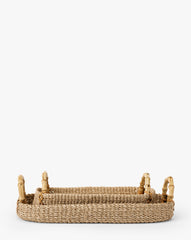 Abaca Tray with Bamboo Handles