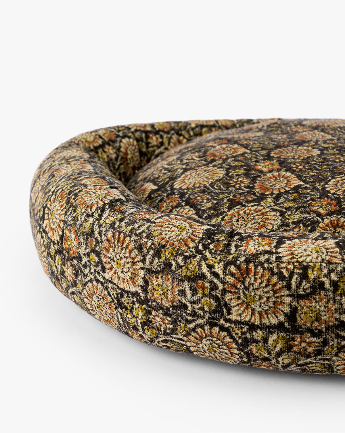 Brown Floral Printed Cotton Pet Bed