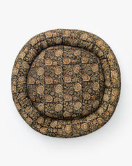 Brown Floral Printed Cotton Pet Bed
