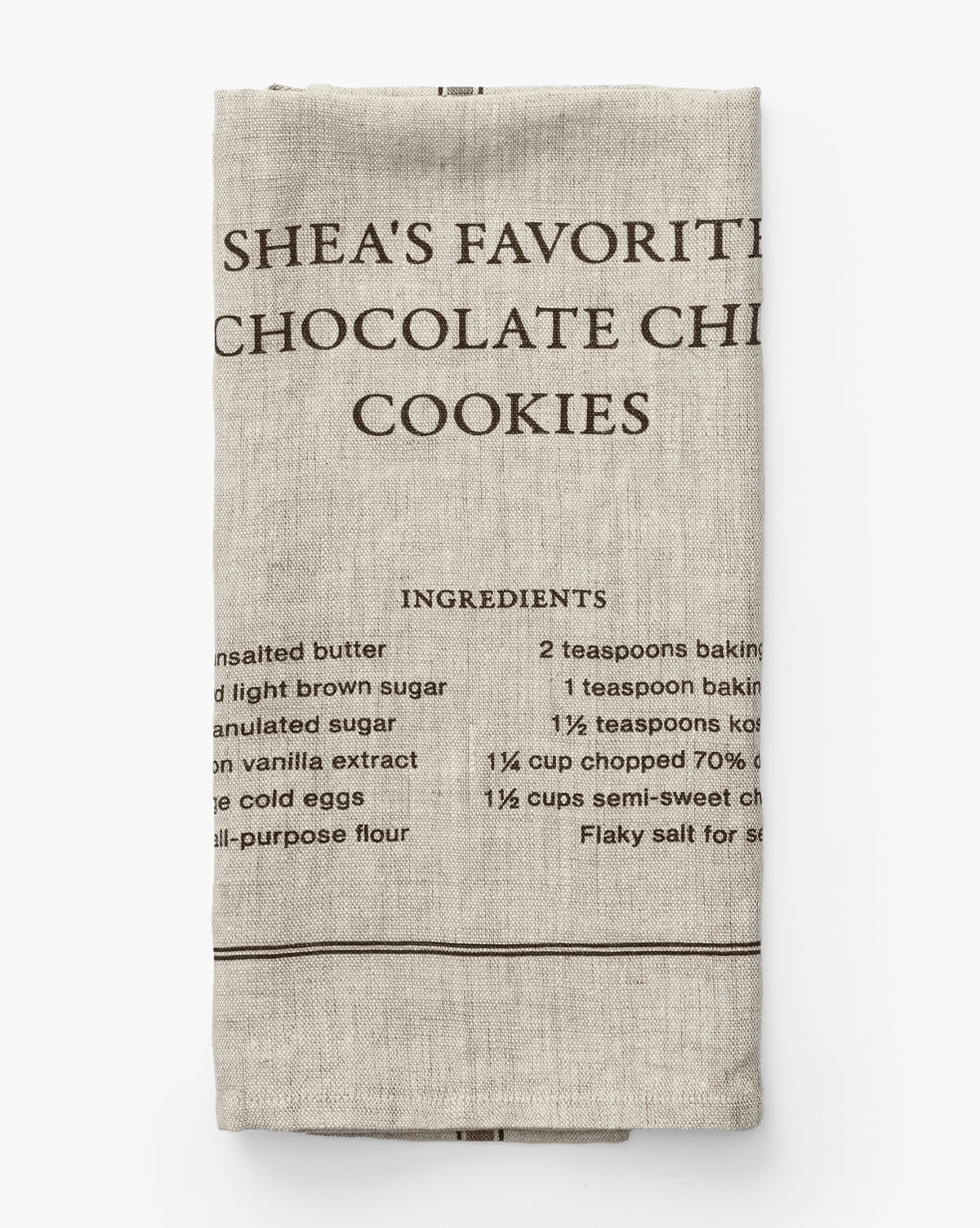 Chocolate Chip Recipe Tea Towel