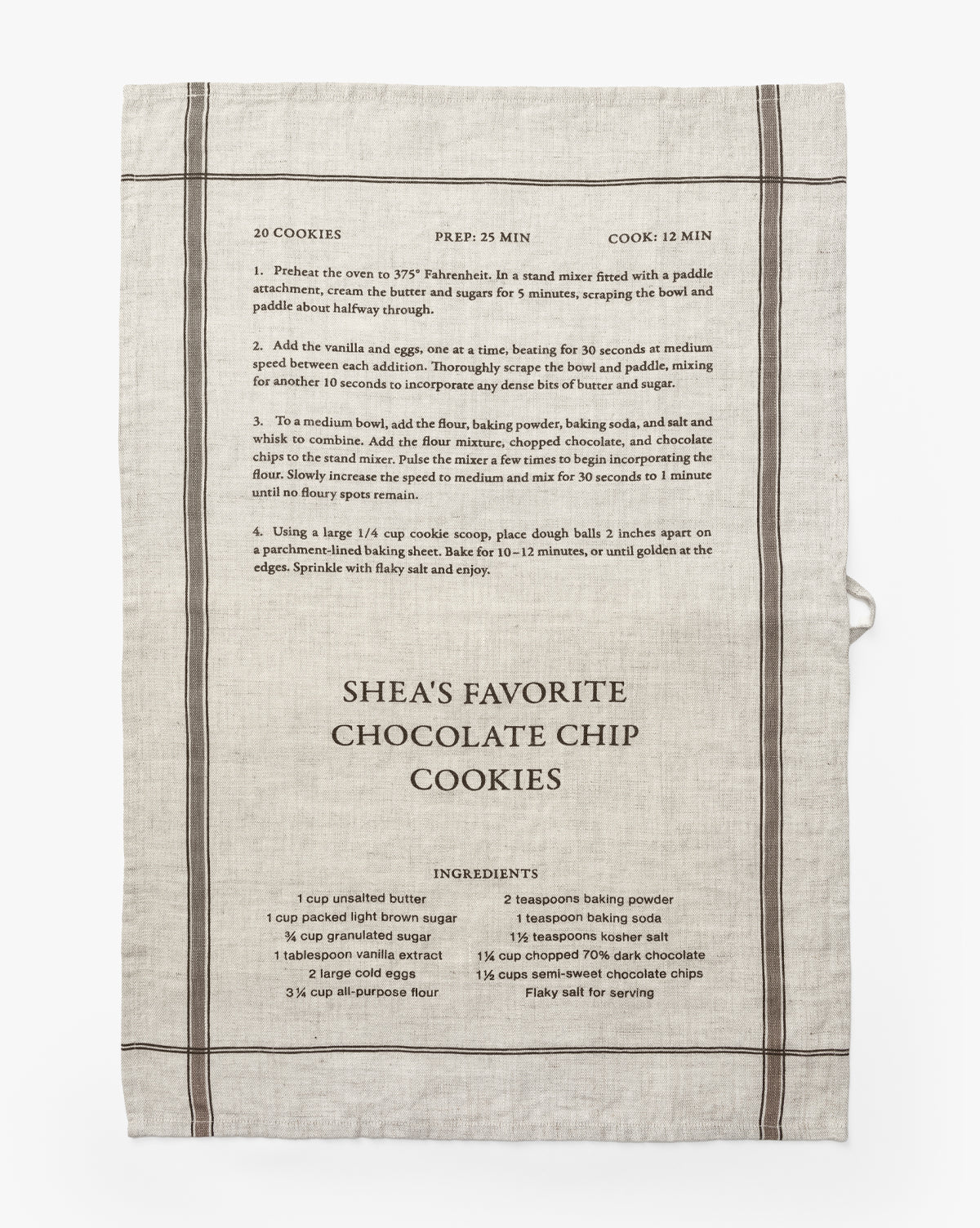 Chocolate Chip Recipe Tea Towel