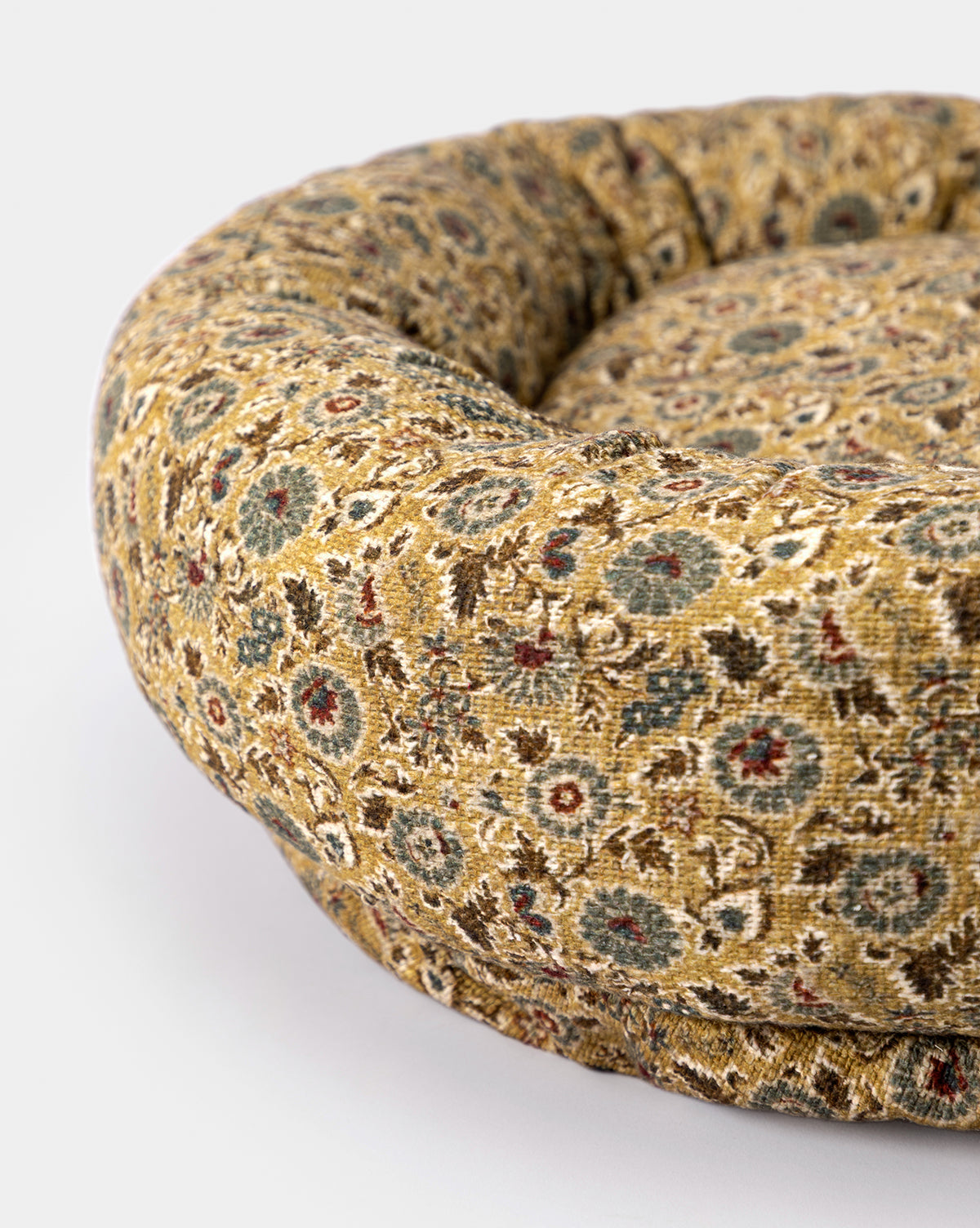 Cream Floral Printed Cotton Pet Bed