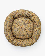 Cream Floral Printed Cotton Pet Bed