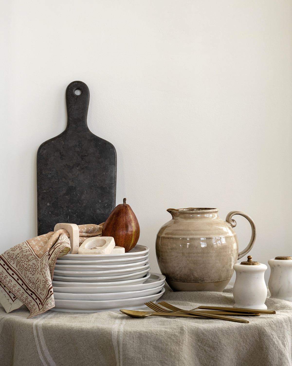 Brown Stoneware Pitcher